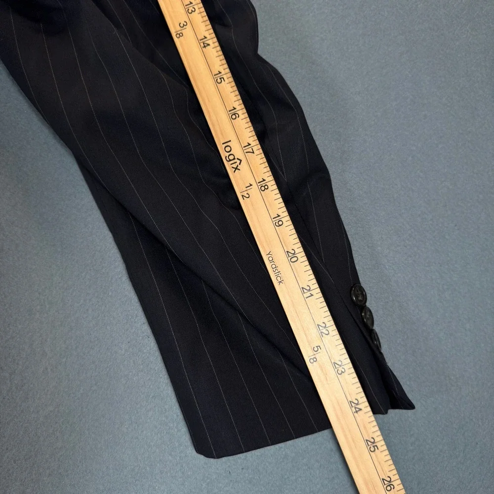 Lauren Ralph Lauren Mens 46R Wool Blazer Navy Blue Pinstripe Sport Coat Jacket